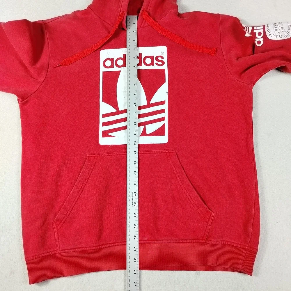 Adidas Originals Hoodie Sweatshirt Mens Medium Red Trefoil Pullover Fleece